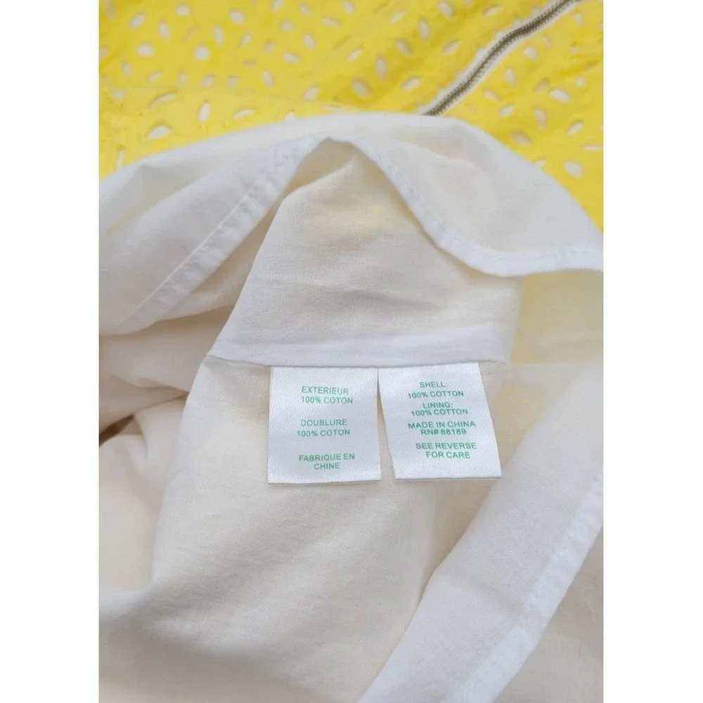 Lilly Pulitzer Blossom Strapless Dress Yellow Eyelet Fit Flare Size 6 Summer - Picture 7 of 11